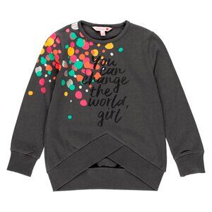 Girls' Gray Sweatshirt with Colorful Print